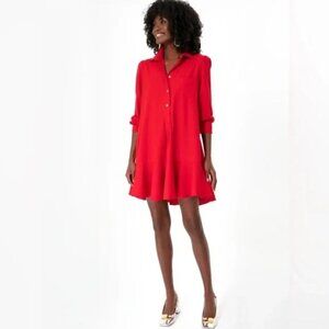 Tuckernuck Crepe Callahan Shirt Dress Classic Career Office Flowy in Red XXL